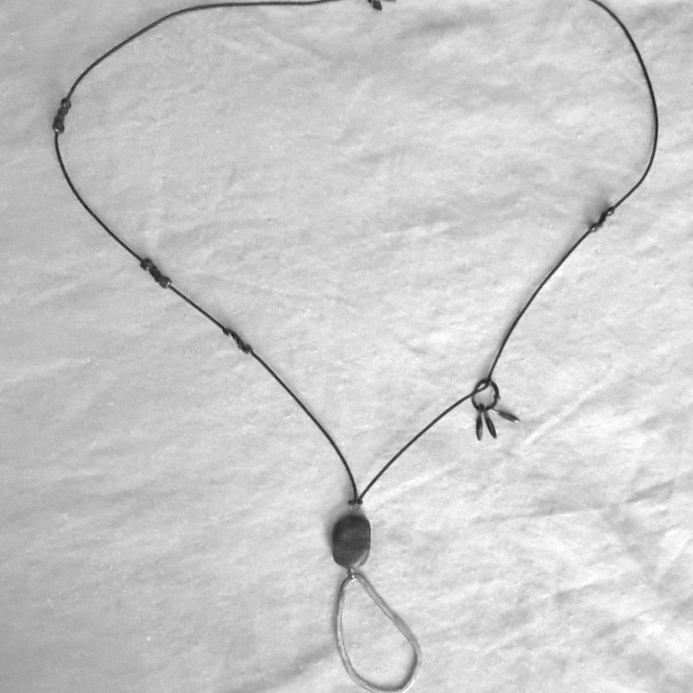 Silpada Labradorite Boho Hammered Sterling Silver On Leather Necklace 32”